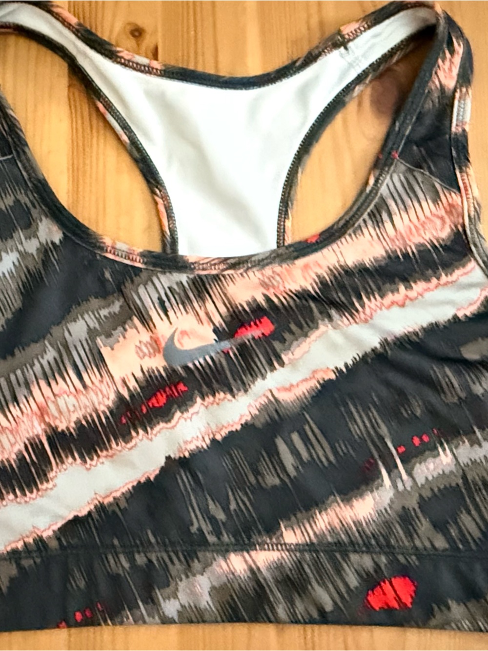 Nike Black & Coral Patterned Racerback Sports Bra